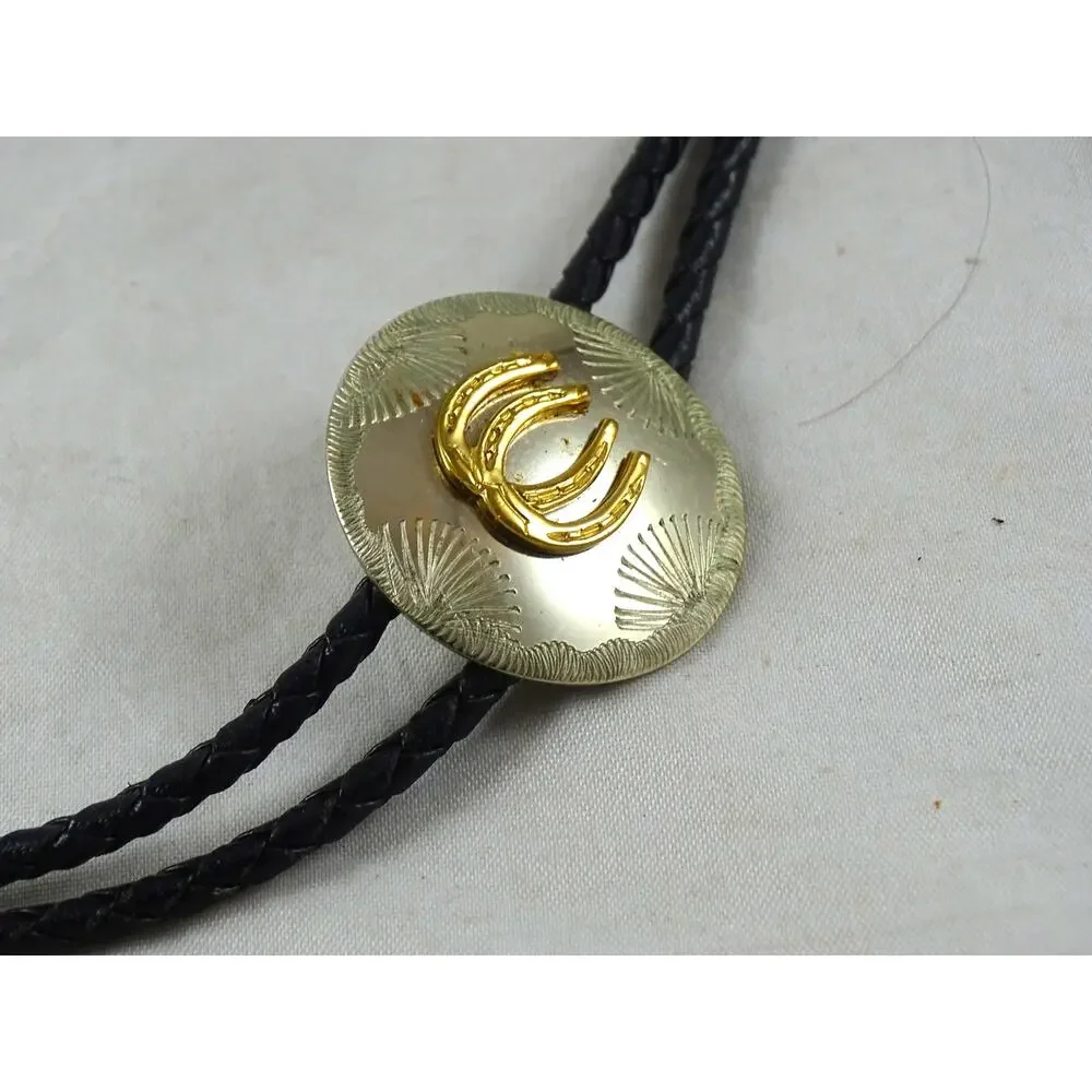 Vintage Western Bolo Tie Mixed Metal Mini Neckwear